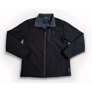 IZOD Men's Small Performance Soft Shell Full Zip Golf Jacket Coat Black